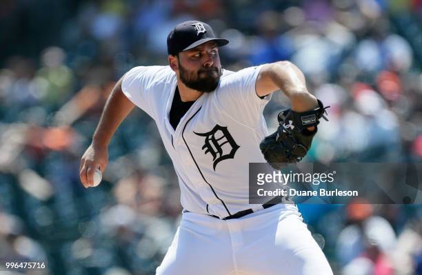 Michael Fulmer of the Detroit Tigers pitches against the Oakland Athletics at Comerica Park on June 28, 2018 in Detroit, Michigan.