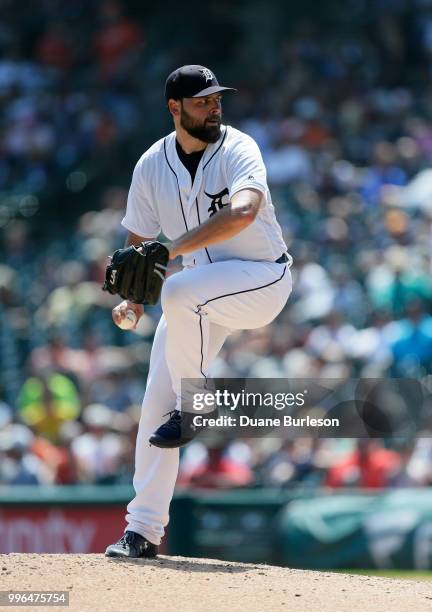 Michael Fulmer of the Detroit Tigers pitches against the Oakland Athletics at Comerica Park on June 28, 2018 in Detroit, Michigan.