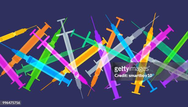 hypodermic needles - shooting up stock illustrations