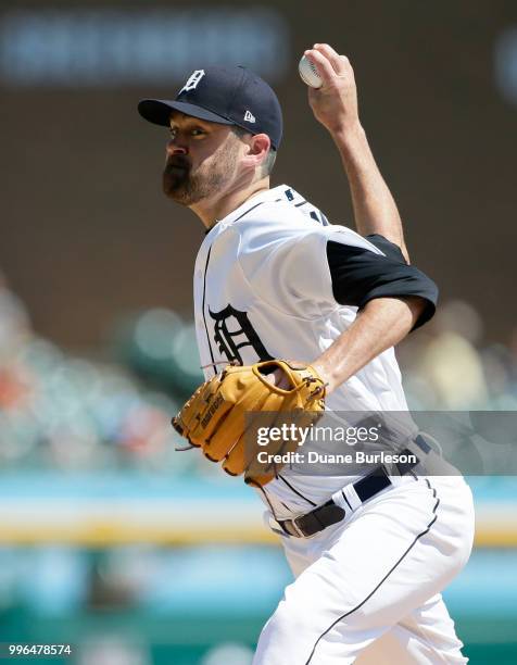 Louis Coleman of the Detroit Tigers pitches against the Oakland Athletics at Comerica Park on June 28, 2018 in Detroit, Michigan.