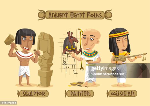 ilustrações de stock, clip art, desenhos animados e ícones de ancient egypt characters set - vestuário histórico