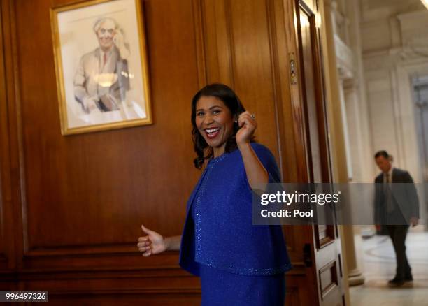 Mayor London Breed walks to her office following her inauguration ceremony July 11, 2018 in San Francisco, California.