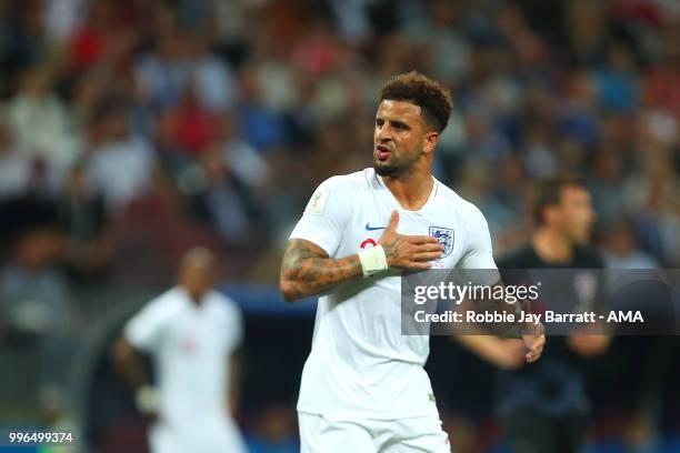 Kyle Walker of England in action during the 2018 FIFA World Cup Russia Semi Final match between Croatia and England at Luzhniki Stadium on July 11,...