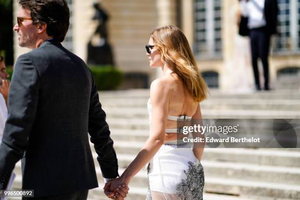 Antoine Arnault and Natalia Vodianova , outside Dior, during Paris Fashion Week Haute Couture Fall Winter 2018/2019, on July 2, 2018 in Paris, France.