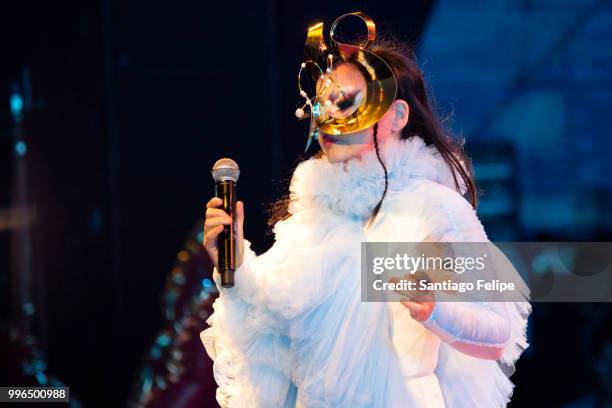 Bjork performs onstage at Sint-Pietersplein on July 11, 2018 in Gent, Belgium.