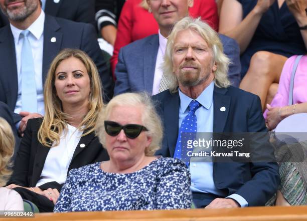 Holly Branson and Richard Branson attend day nine of the Wimbledon Tennis Championships at the All England Lawn Tennis and Croquet Club on July 11,...