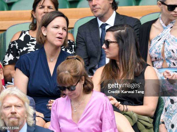 Lindsay Davenport and Sara Genderlak attend day nine of the Wimbledon Tennis Championships at the All England Lawn Tennis and Croquet Club on July...