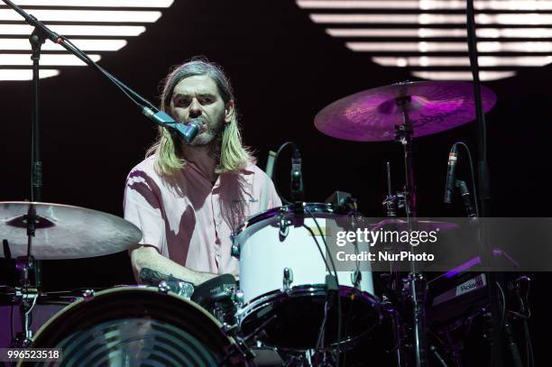 Scottish drummer,Paul Robert Thomson perorming live on stage with Franz Ferdinand during the Roma Summer Fest at Auditorium Parco della Musica, Rome,...