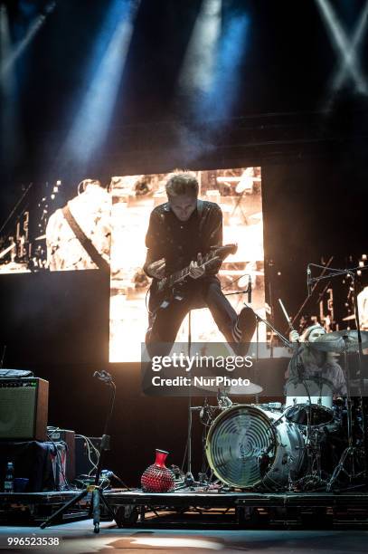 Scottish singer, songwriter and guitarist Alex Kapranos perorming live on stage with Franz Ferdinand during the Roma Summer Fest at Auditorium Parco...