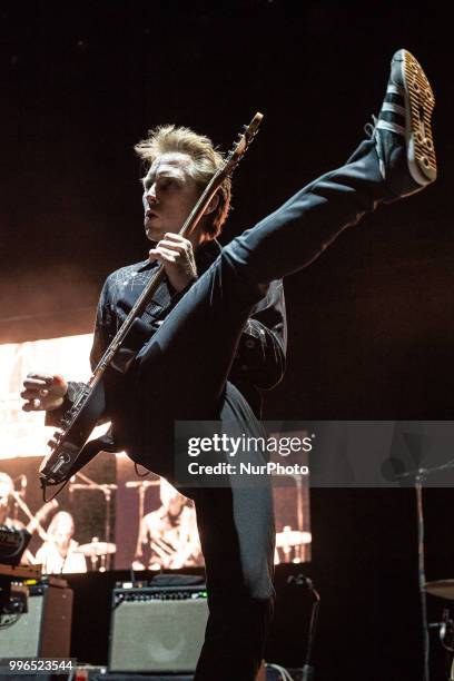 Scottish singer, songwriter and guitarist Alex Kapranos perorming live on stage with Franz Ferdinand during the Roma Summer Fest at Auditorium Parco...