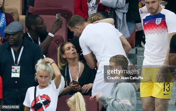 Jordan Henderson of England and his wife Rebecca Burnett following the 2018 FIFA World Cup Russia Semi Final match between England and Croatia at...