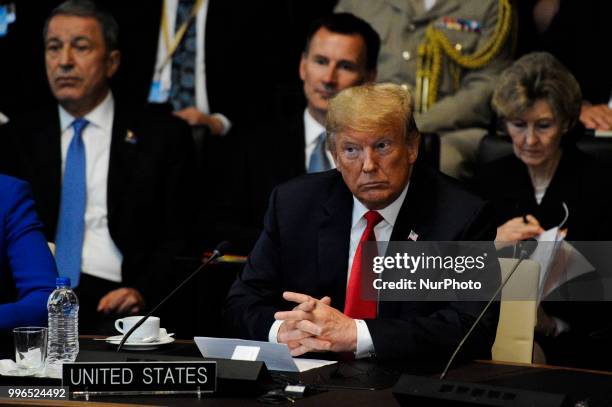 President Donald Trump is seen during the 2018 NATO Summit in Brussels, Belgium on July 11, 2018.