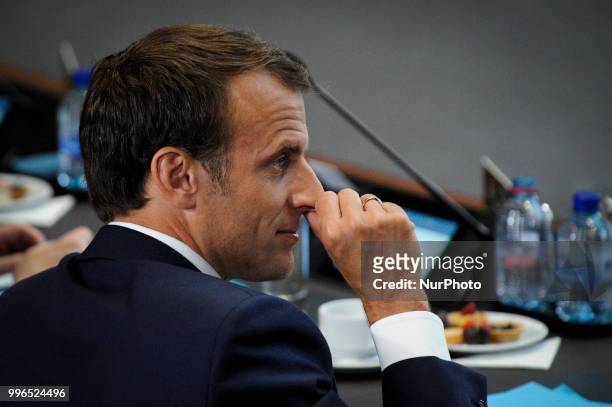 French president Emmanuel Macron is seen during the 2018 NATO Summit in Brussels, Belgium on July 11, 2018.