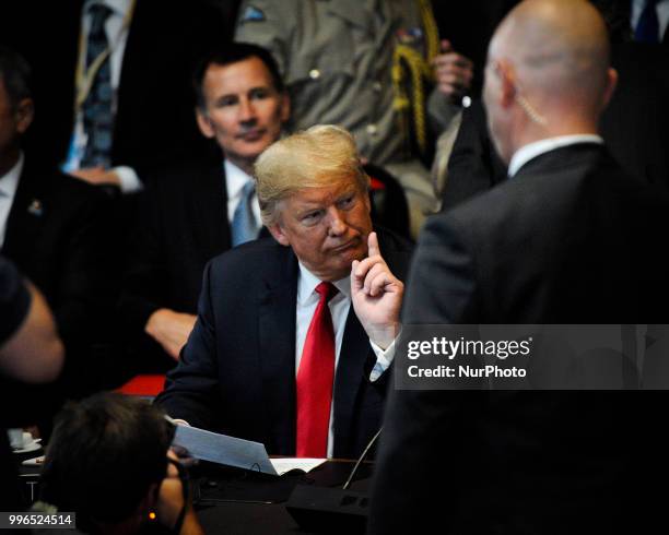 President Donald Trump is seen during the 2018 NATO Summit in Brussels, Belgium on July 11, 2018.