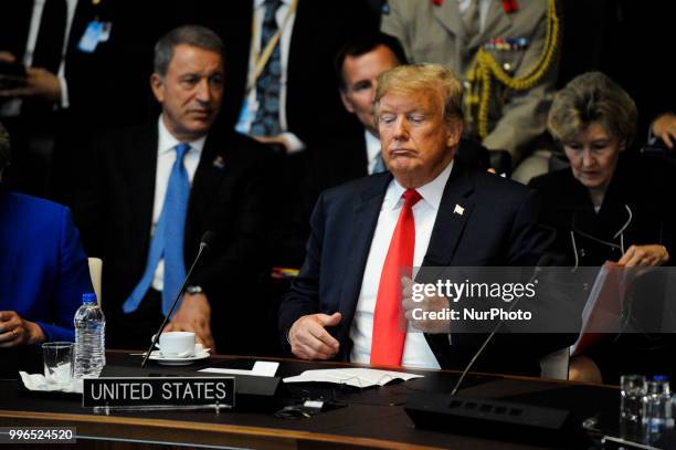 President Donald Trump is seen during the 2018 NATO Summit in Brussels, Belgium on July 11, 2018.