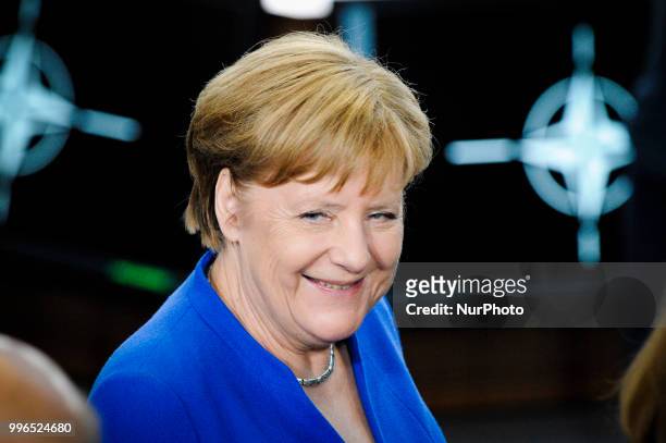 German chancellor Angela Merkel is seen during the 2018 NATO Summit in Brussels, Belgium on July 11, 2018.