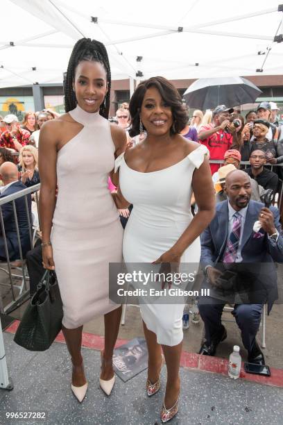 Singer Kelly Rowland and Niecy Nash pose for a photo as Niecy Nash is honored with a Star On The Hollywood Walk Of Fame on July 11, 2018 in...