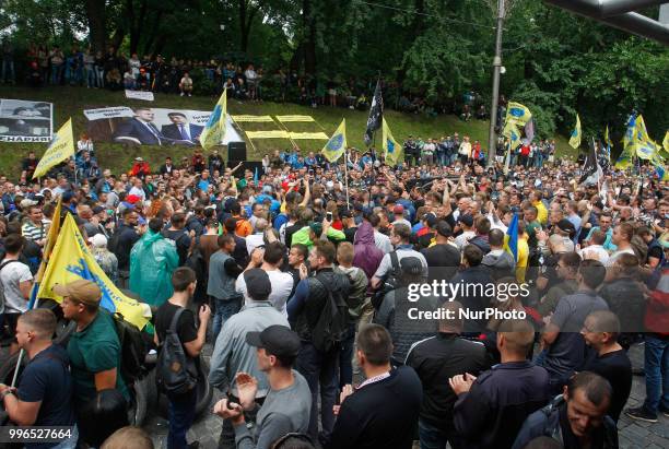 The owners of European-registered cars block Hrushevsky Street in front the Cabinet Ministers of Ukraine, during their a protest in Kiev, Ukraine, 11...