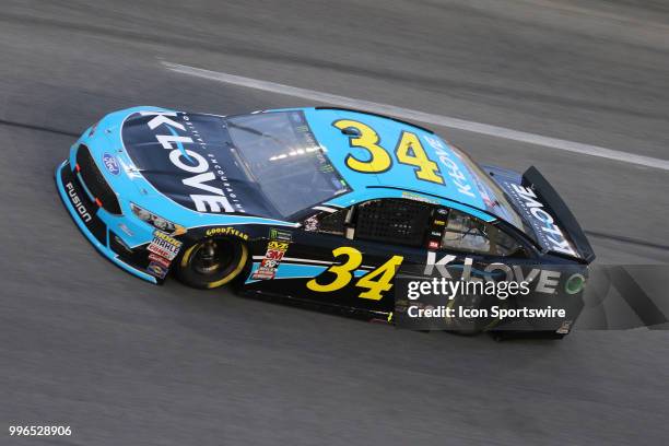 Michael McDowell, driver of the K-Love Radio Ford during the Coke Zero 400 Monster Energy Cup Series race on July 7 at Daytona International Speedway...