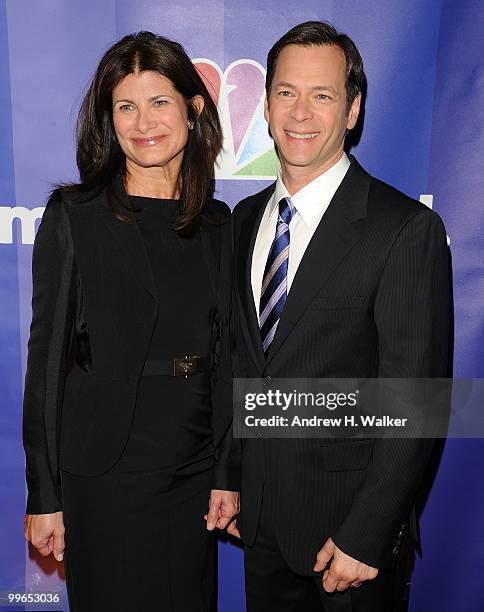 President, Primetime Entertainment, NBC Angela Bromstad and Chairman, NBC Universal Television Entertainment Jeff Gaspin attend the 2010 NBC Upfront...