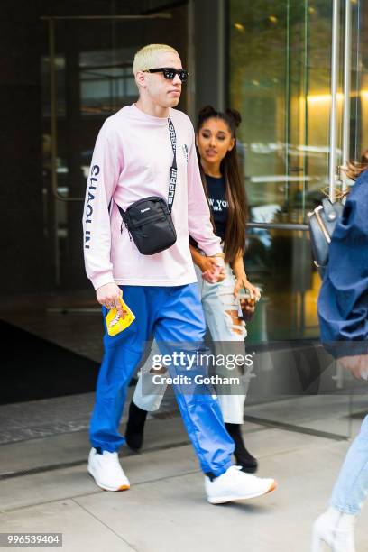 July 11: Pete Davidson and Ariana Grande are seen in Chelsea on July 11, 2018 in New York City.