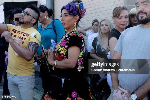 The latinx transgender community marches through a heavily immigrant neighborhood to fight against discrimination and bring awareness to their...