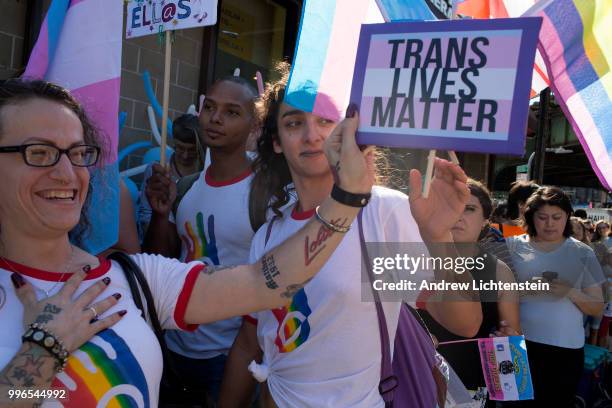 The latinx transgender community marches through a heavily immigrant neighborhood to fight against discrimination and bring awareness to their...