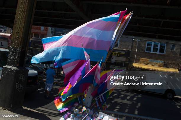 The latinx transgender community marches through a heavily immigrant neighborhood to fight against discrimination and bring awareness to their...