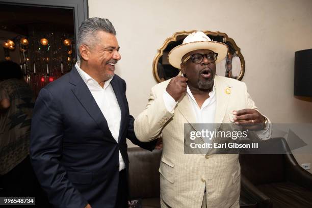 George Lopez and Cedric The Entertainer attend the after-party in honor of Niecy Nash's star on the Hollywood Walk Of Fame on July 11, 2018 in...