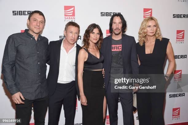 Director Matthew Ross, actors Pasha D. Lychnikoff, Ana Ularu, Keanu Reeves and Veronica Ferres attend the 'Siberia' New York premiere at The...