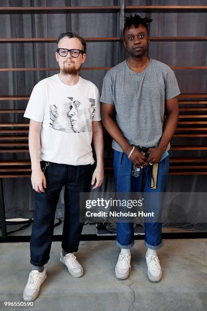 Designers Vincent Oshin and William Watson attend the Death To Tennis Presentation at July 2018 New York City Men's Fashion Week at Cadillac House on...