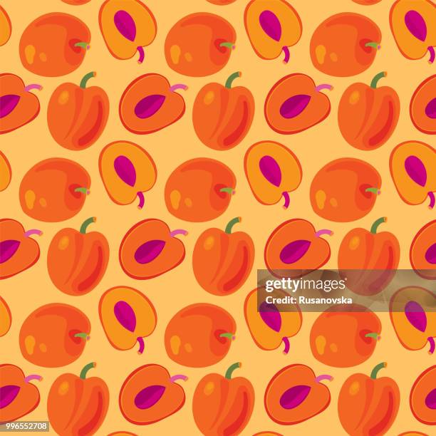 plums seamless pattern - plum background stock illustrations