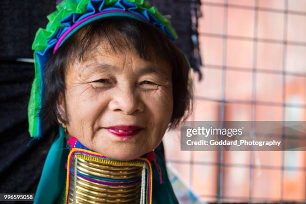 myanmar: kayan padaung woman - padaung stock pictures, royalty-free photos & images