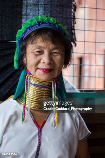 myanmar: kayan padaung woman - padaung stock pictures, royalty-free photos & images