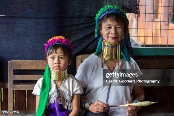 myanmar: kayan padaung women - padaung stock pictures, royalty-free photos & images