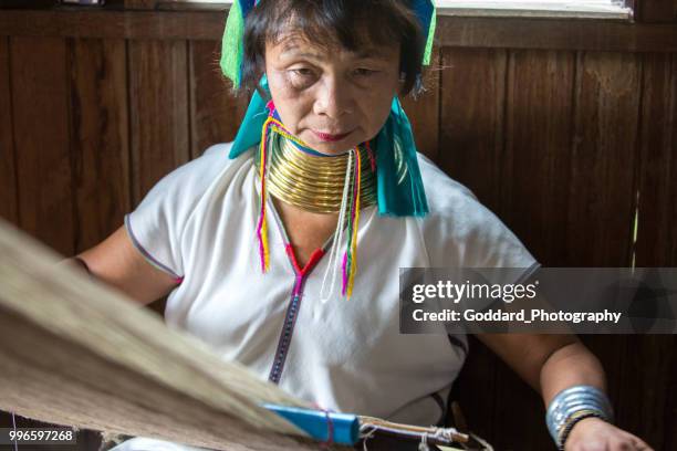 myanmar: kayan padaung woman - padaung stock pictures, royalty-free photos & images