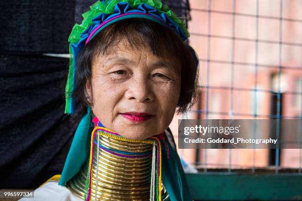 myanmar: kayan padaung woman - padaung stock pictures, royalty-free photos & images