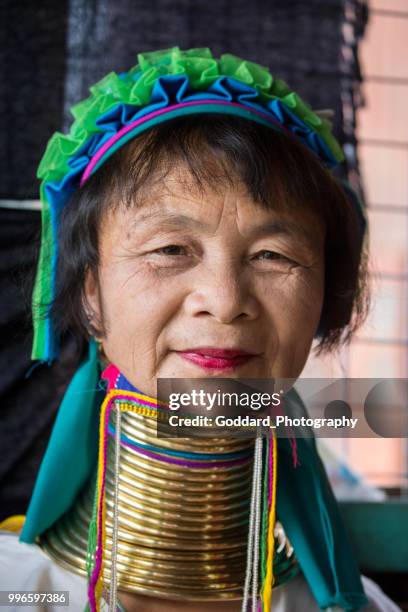 myanmar: kayan padaung woman - hill tribes stock pictures, royalty-free photos & images