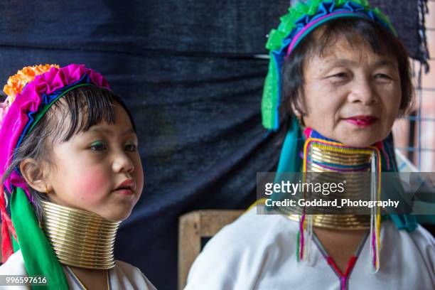 myanmar: kayan padaung women - hill tribes stock pictures, royalty-free photos & images