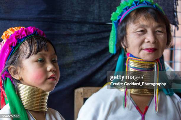 myanmar: kayan padaung women - padaung stock pictures, royalty-free photos & images