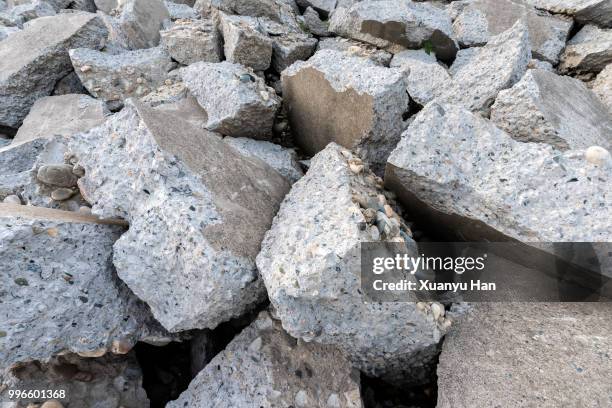 destroyed concrete blocks. full frame, close-up - rubble stock pictures, royalty-free photos & images