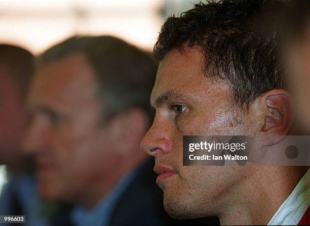 Henry Paul fields questions from the assembled media during a press conference at the Grosvenor House Hotel, in London to announce his...