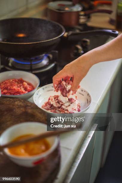 fresh vegetables and pork make a delicious meal - anatomical substance foto e immagini stock