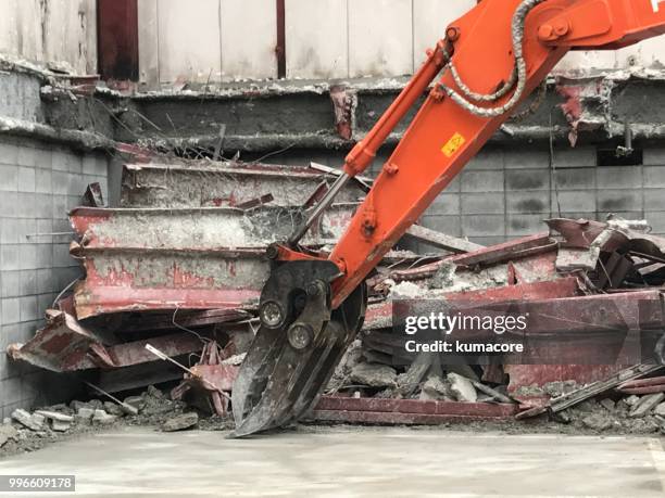 demolition of building - kumacore stock pictures, royalty-free photos & images