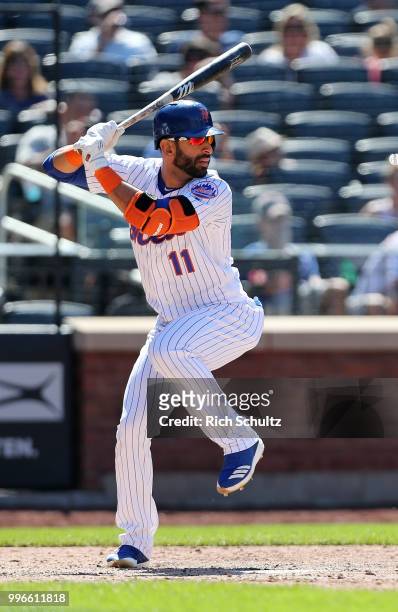 Jose Bautista of the New York Mets in action against the Tampa Bay Rays during a game at Citi Field on July 8, 2018 in the Flushing neighborhood of...