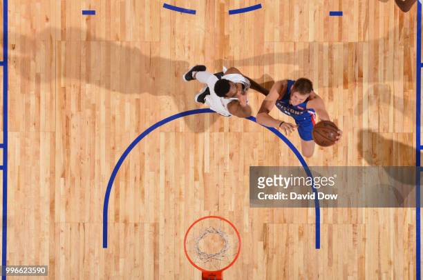 Henry Ellenson of the Detroit Pistons shoots the ball against the Minnesota Timberwolves during the 2018 Las Vegas Summer League on July 11, 2018 at...