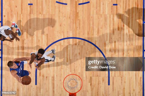 Henry Ellenson of the Detroit Pistons shoots the ball against the Minnesota Timberwolves during the 2018 Las Vegas Summer League on July 11, 2018 at...