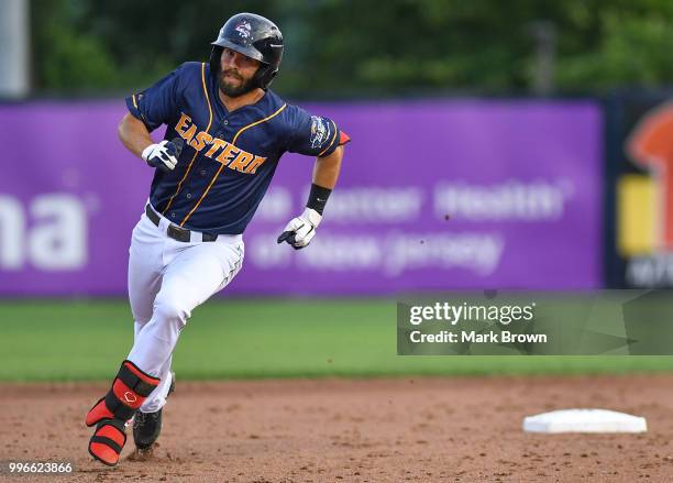 Levi Michael of the Eastern All Stars Division rounds the bases after hitting a triple in the second inning during the 2018 Eastern League All Star...