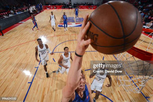 Henry Ellenson of the Detroit Pistons shoots the ball against the Minnesota Timberwolves during the 2018 Las Vegas Summer League on July 11, 2018 at...