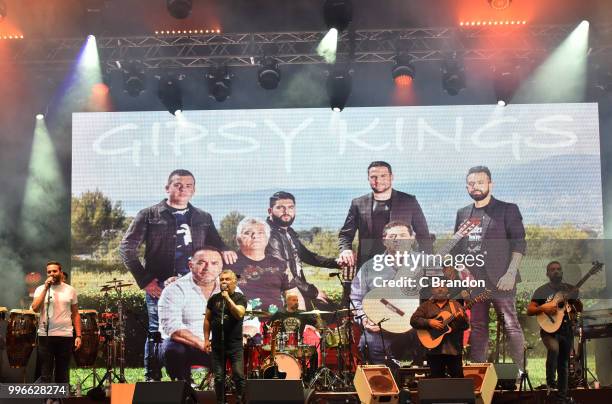 Nicolas Reyes and Tonino Baliardo of Gipsy Kings headline at Kew The Music at Kew Gardens on July 11, 2018 in London, England.